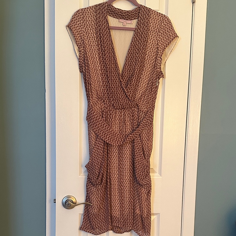 Calypso St. Barth Brown Geometric Midi Dress